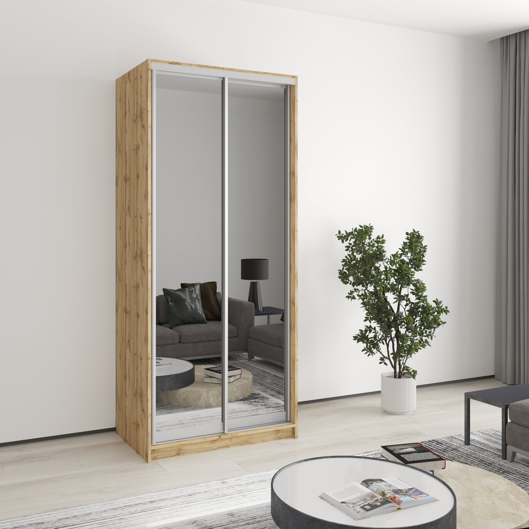 Шкаф-купе двухдверный Mebel Star Уни AL MBS-3506 90х45х210 см Дуб тахо (1003838)