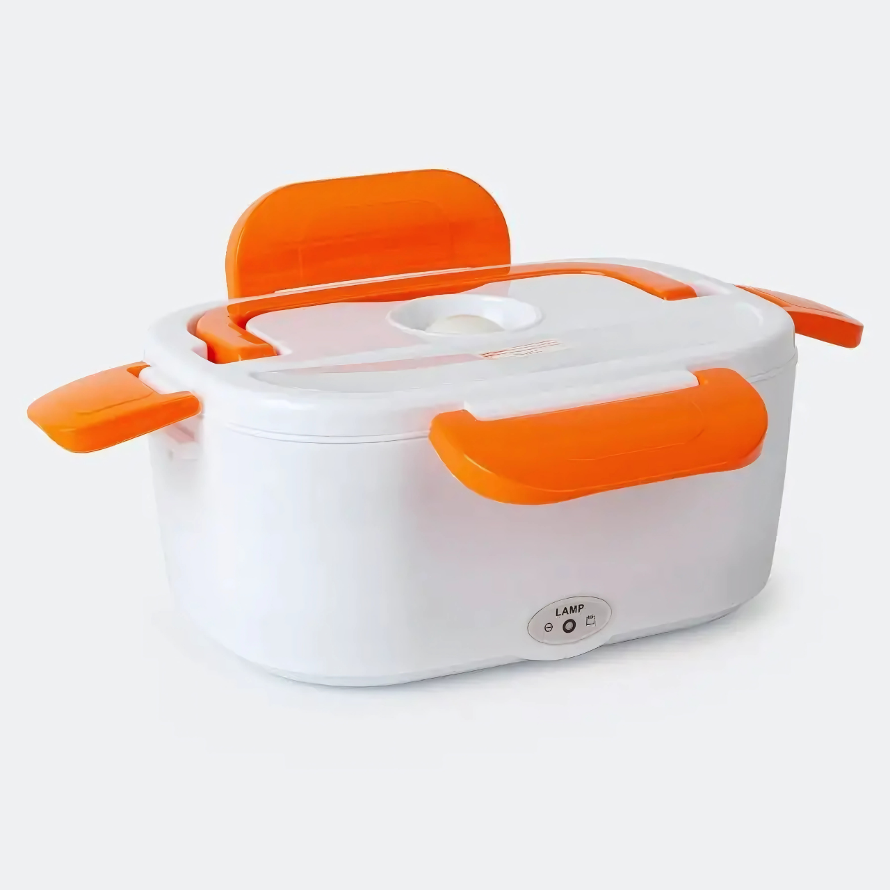 Ланч бокс термостійкий із харчового з ложкою з підігрівом 1,050 л 220 В Біло-жовтогарячий (1793665159) - фото 2