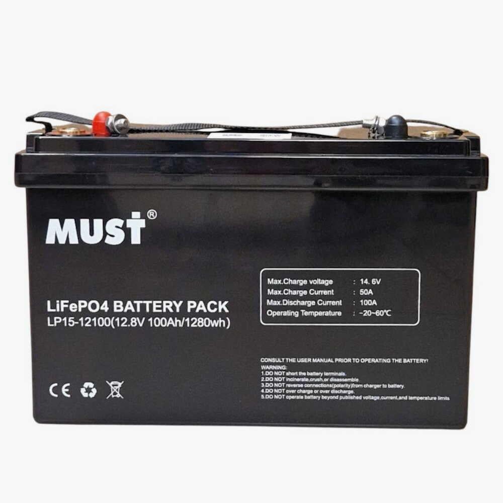 Аккумулятор Must LiFePO4 12,8V 100 Ah BMS 50/100A 1280 Wh (LP15-12100) Аккумулятор Must LiFePO4 12,8V 100 Ah BMS 50/100A 1280 Wh (LP15-12100)