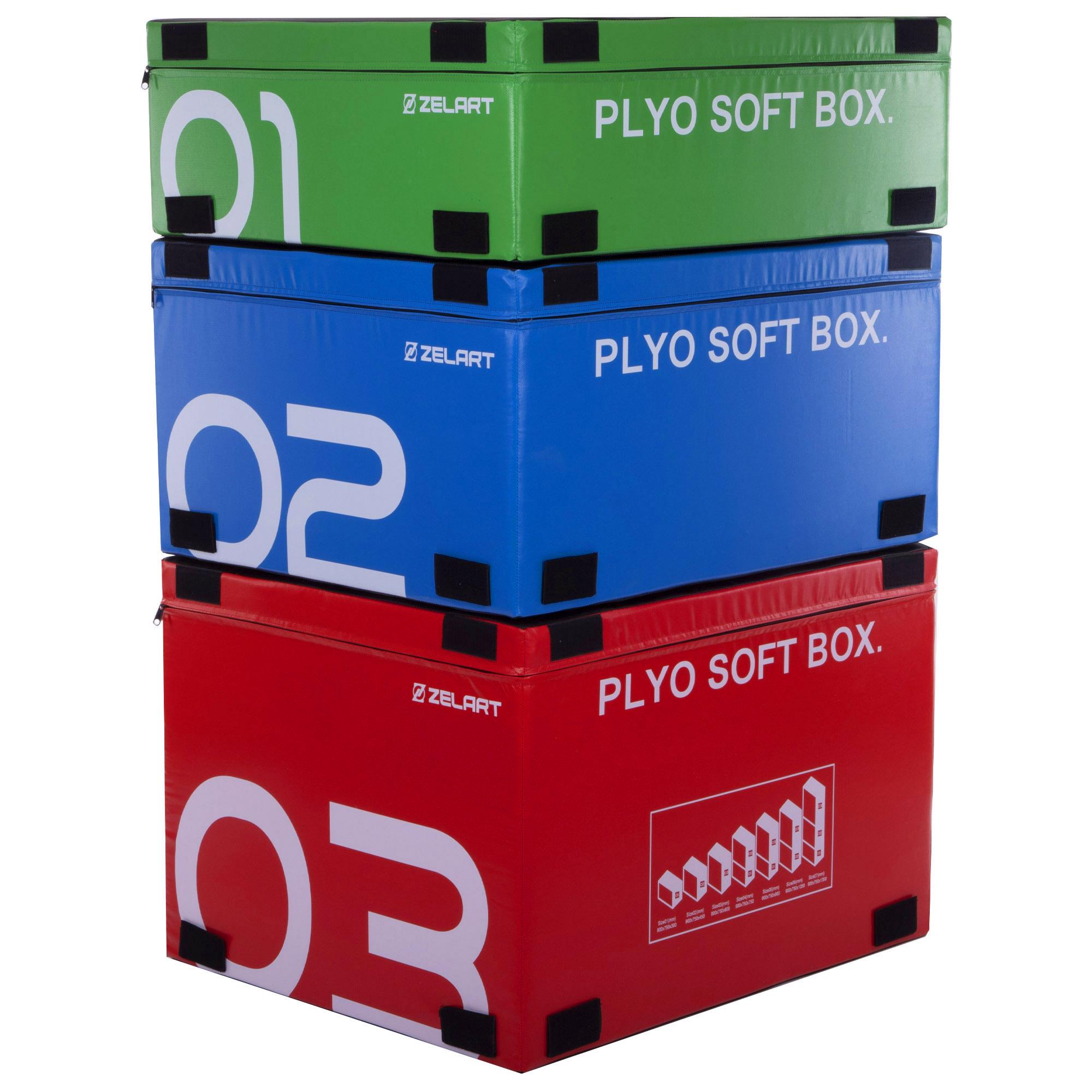 Бокс пліометричний м'який набір Zelart PLYO BOXES FI-3635 3 шт. 90х75х30/45/60 см Зелений/Синій/Червоний (NA004392)