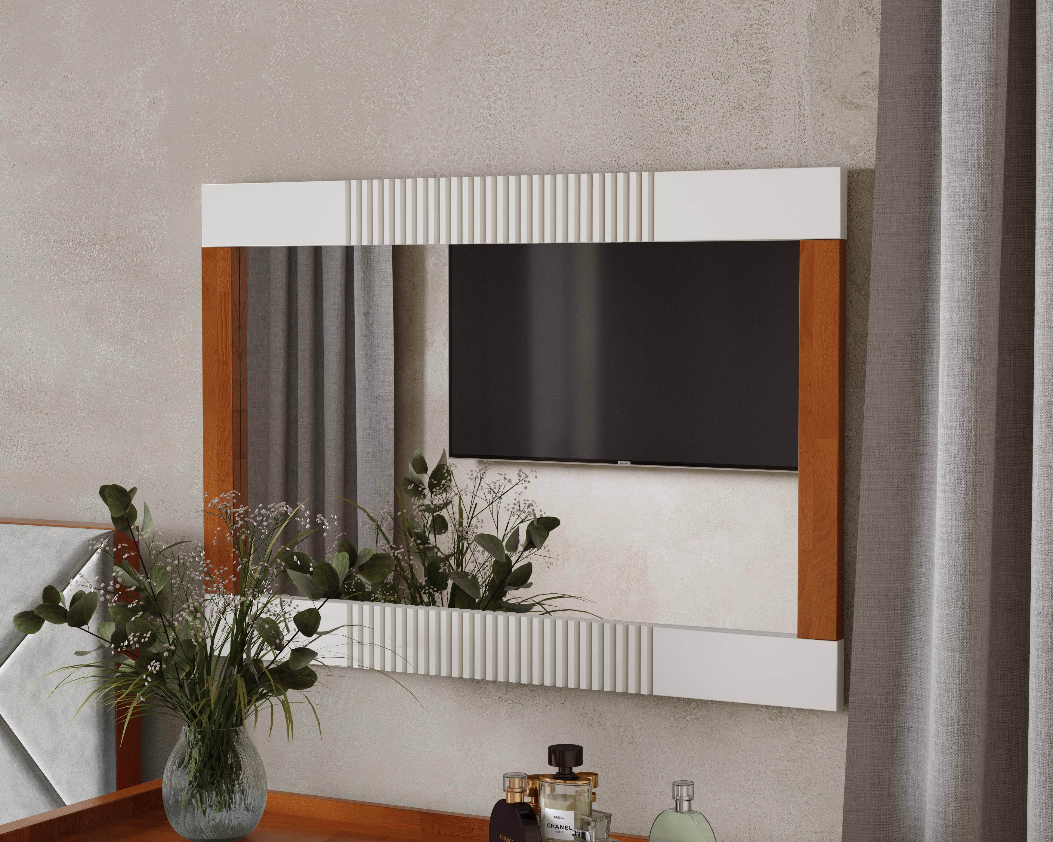 Зеркало настенное Arbor Drev Модерн натуральное дерево сосна Яблоня локарно/Белый