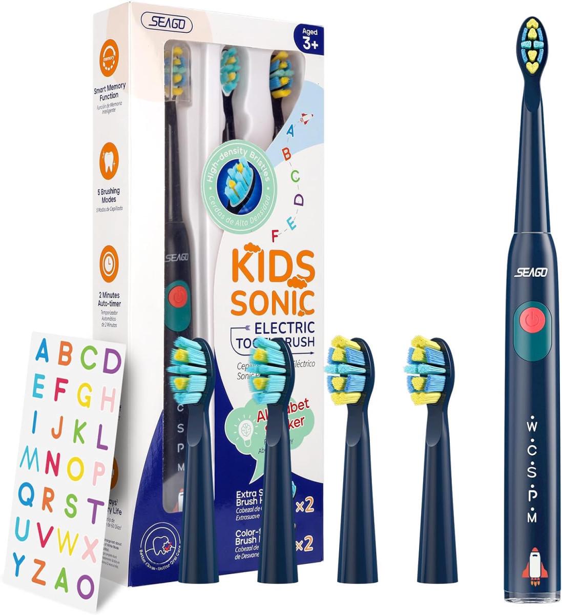 Зубна щітка дитяча звукова Seago SG2303 від 3 років 4 насадки Синій (7144)