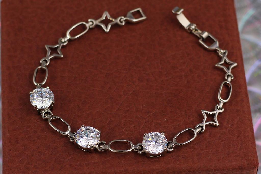 Браслет Xuping Jewelry Планети з білим камінням 17,5 см 8 мм Сріблястий (1830414319)