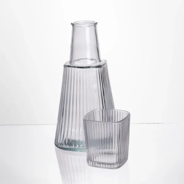 Графин со стаканом-крышкой рифленый 1/0,2 л Прозрачный - фото 2 Графин со стаканом-крышкой рифленый 1/0,2 л Прозрачный - фото 2