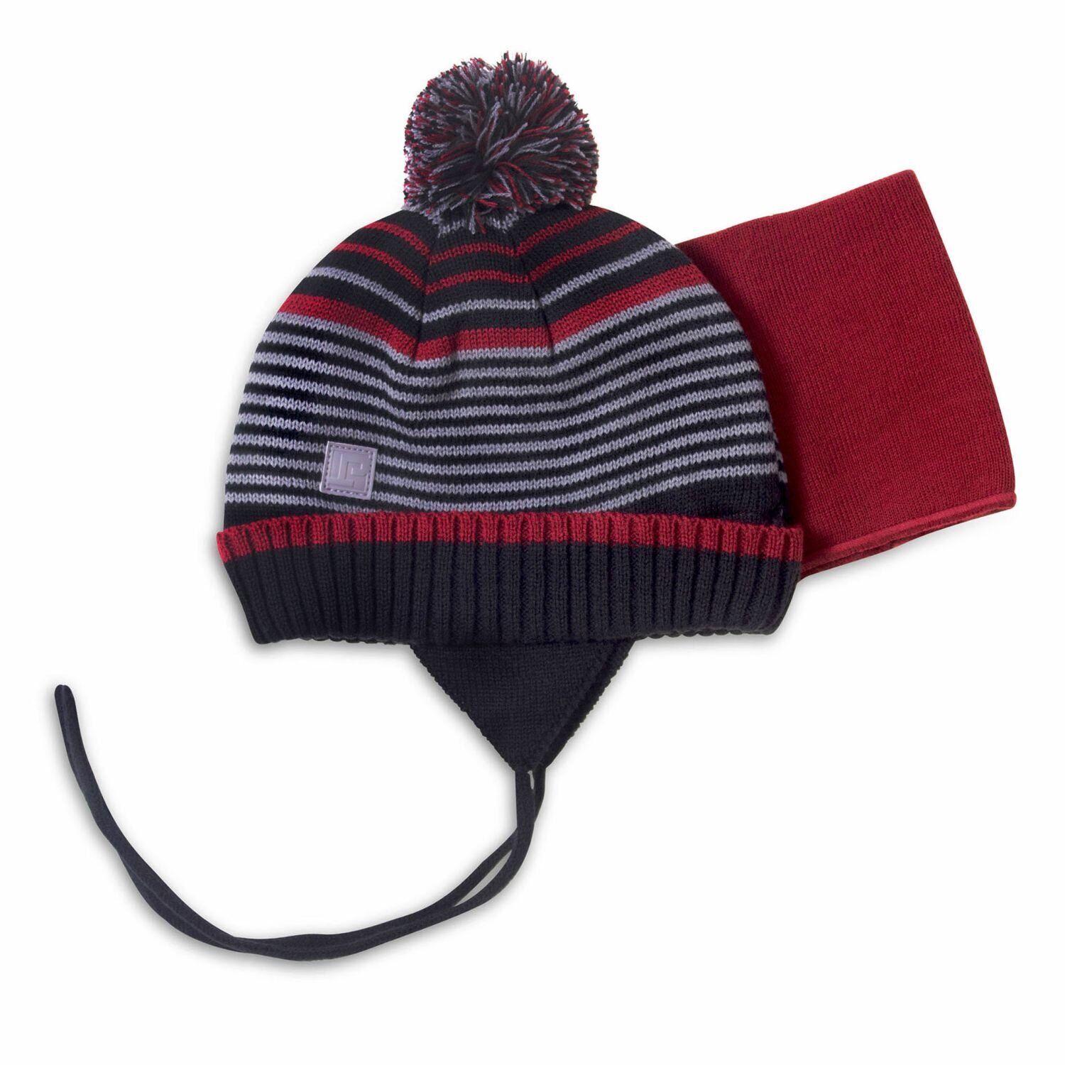 Шапка с баффом вязаные для мальчика Peluche&Tartine F18ACC11BG зимние 46-48 см Серо-вишневый (F18ACC11BG-Deepred-12/24m)