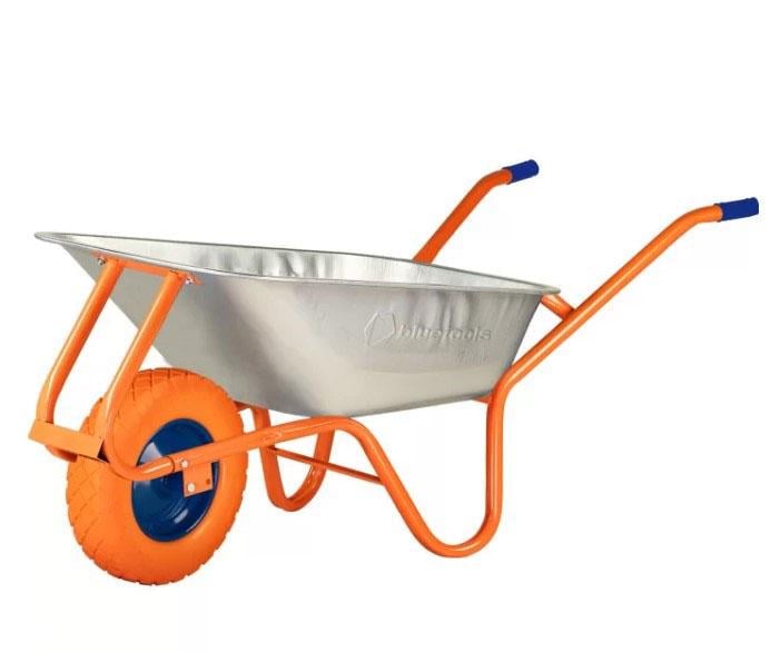 Тачка садовая BLUETOOLS 90 л 180 кг 0,6 мм усиленная оцинкованная одноколесная (23601)