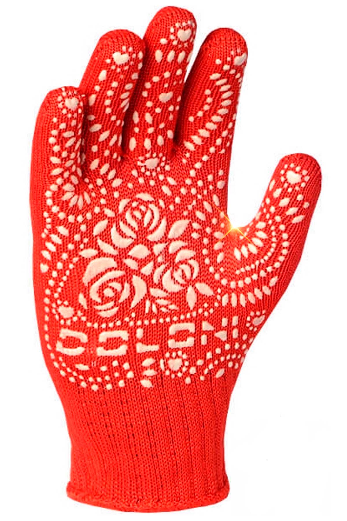 Перчатки рабочие BRS трикотажные хозяйственные с ПВХ садовые 10 шт. Красный Перчатки рабочие BRS трикотажные хозяйственные с ПВХ садовые 10 шт. Красный