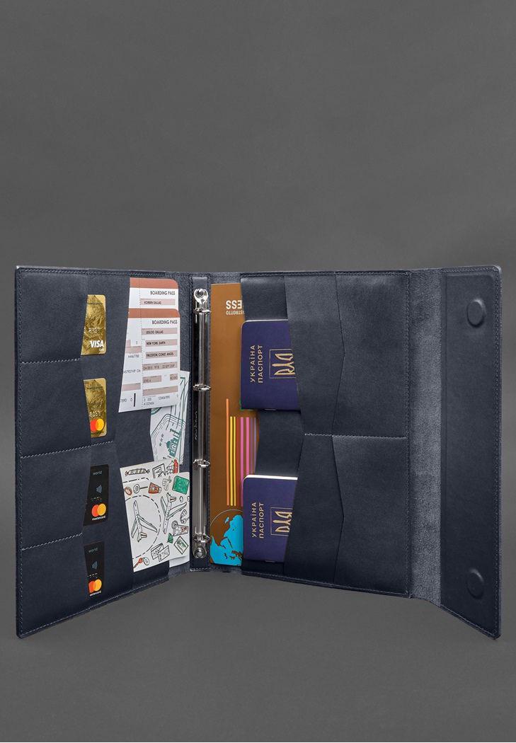 Шкіряна папка для документів сімейна А4 на сегрегаторі з файлами Темно-синій (A-028630) - фото 4 Шкіряна папка для документів сімейна А4 на сегрегаторі з файлами Темно-синій (A-028630) - фото 4