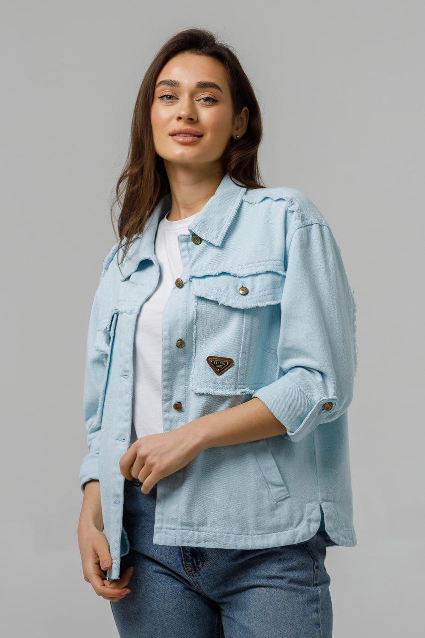 Куртка джинсовая женская оверсайз р. 52 Голубой Куртка джинсовая женская оверсайз р. 52 Голубой
