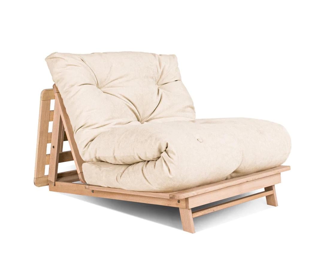 Кресло-футон Woodman Layti-90 раскладное из массива дерева без покрытия Кремовый