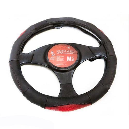Чехол на руль авто Vitol Vlod-L283 BK/RD перфорированная кожа L 39-41 см Черно-красный