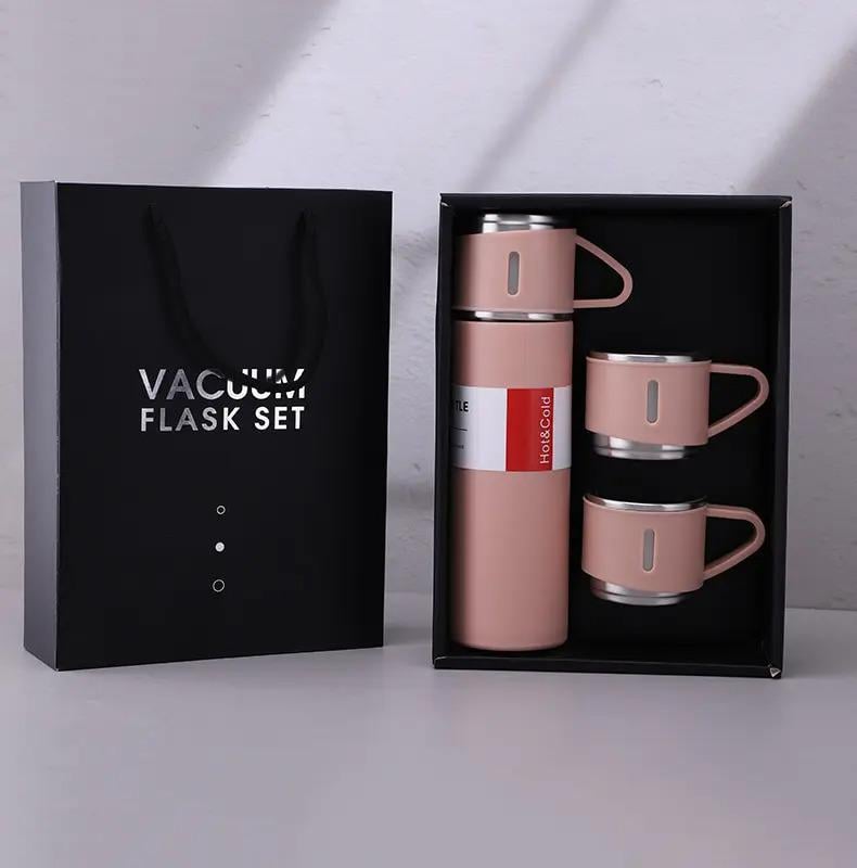 Термос 3 чашки з нержавіючої сталі 500 мл Рожевий (termos_pink) - фото 4 Термос 3 чашки з нержавіючої сталі 500 мл Рожевий (termos_pink) - фото 4