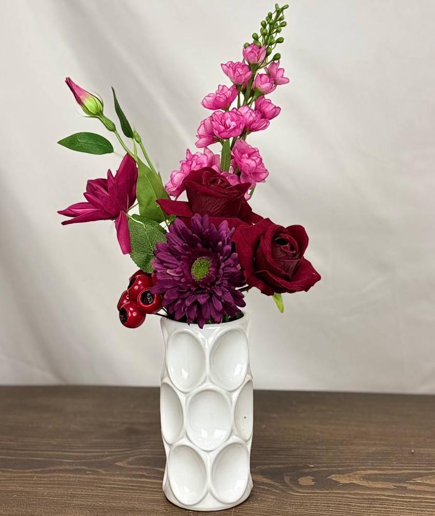 Ваза керамическая для цветов Rezon Медея L 23 см Белый (2687618038)