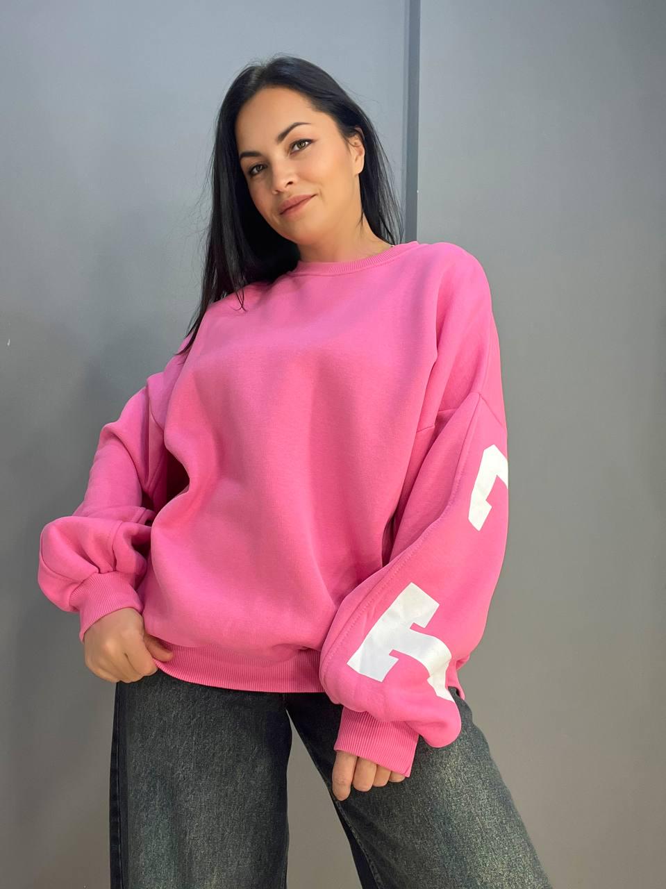 Свитшот женский DAVRAS 6001 PERFECT удлиненный утепленный на флисе OS Розовый (1047) - фото 4 Свитшот женский DAVRAS 6001 PERFECT удлиненный утепленный на флисе OS Розовый (1047) - фото 4