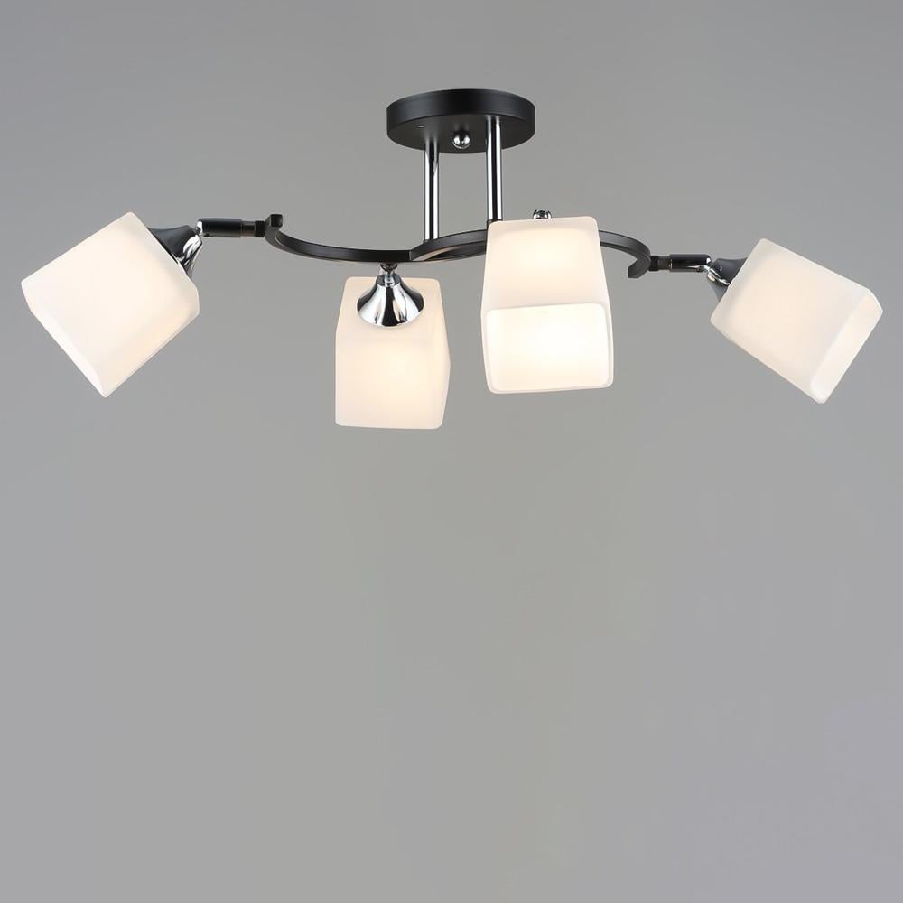 Люстра потолочная Light House SRS-20351/4 BK/CR с поворотным механизмом плафоны белые Черный/Хром