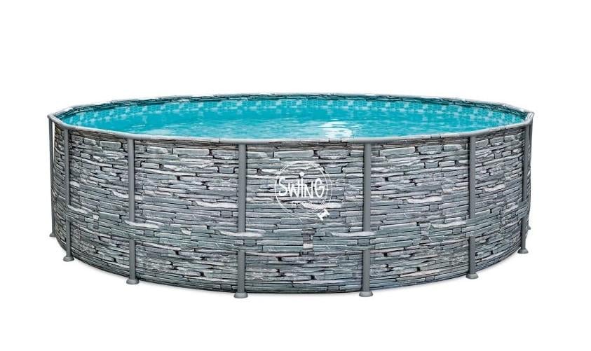 Бассейн каркасный без фильтра AZURO SWING Stone design 3EXB0602 4,88х1,22 м (4276)