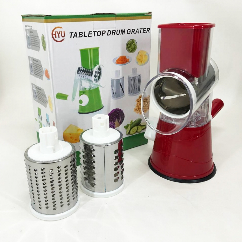 Овочерізка Tabletop Drum Grater Kitchen Master 3 насадки Red (tf5726) - фото 11 Овочерізка Tabletop Drum Grater Kitchen Master 3 насадки Red (tf5726) - фото 11