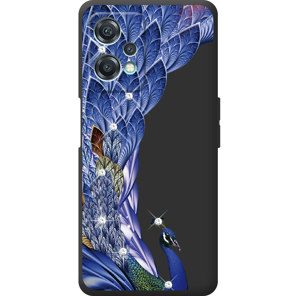 Чохол OnePlus Nord CE 2 Lite 5G Павич зі стразами Чорний силікон (44617-rs7-44622)