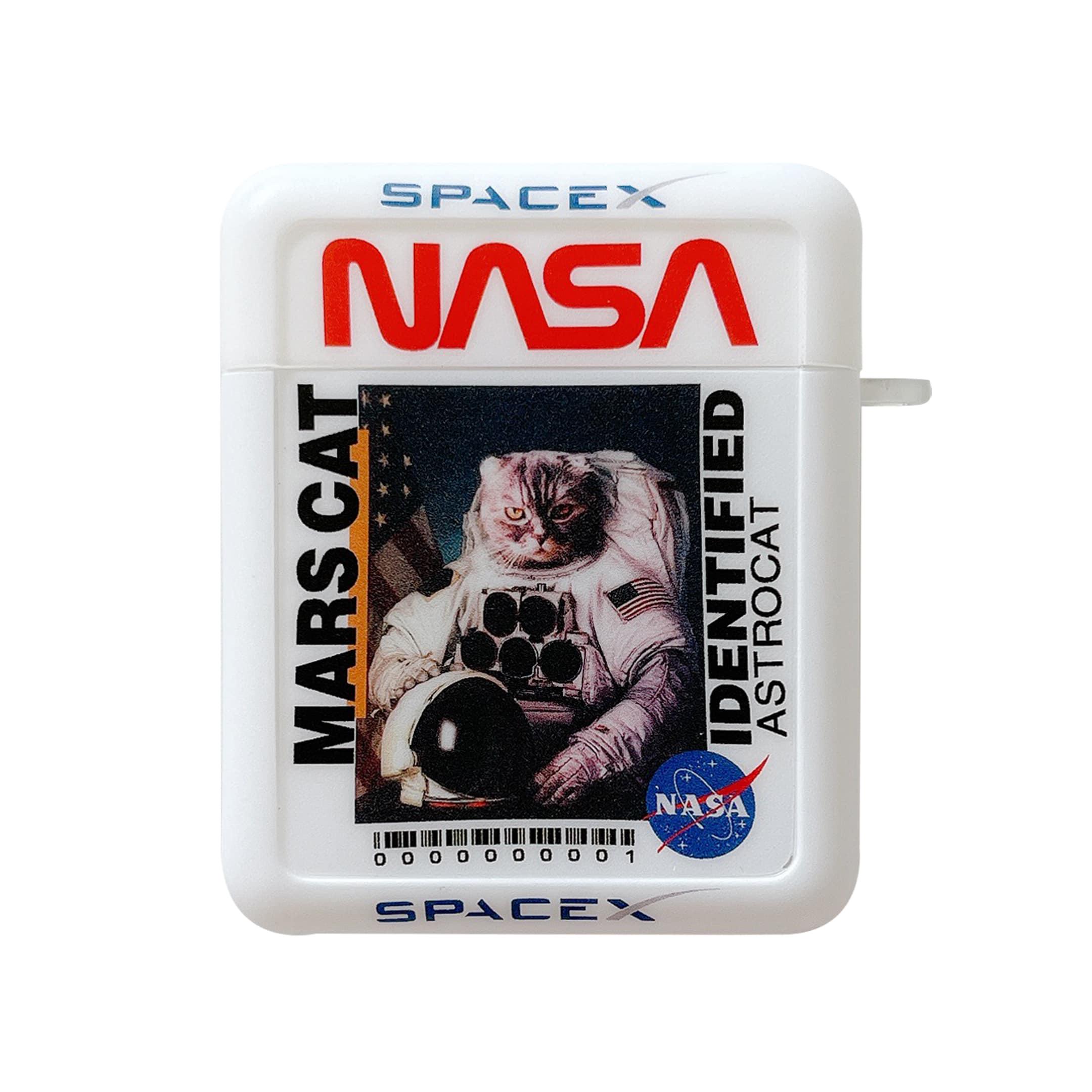 Чехол для Apple Airpods 1/2 NASA Марсианский кот Белый
