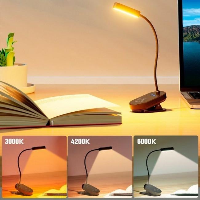 Настольная лампа Glocusent Mini clip-on Book light аккумуляторная Black (020050) - фото 2