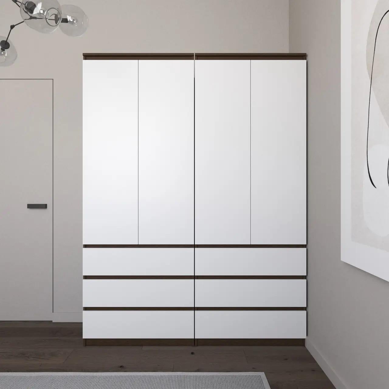 Комплект шаф зі штангою/полицями та шухлядами Astor T-211/T-210 1606x502x2117 мм Венге Магія/Білий