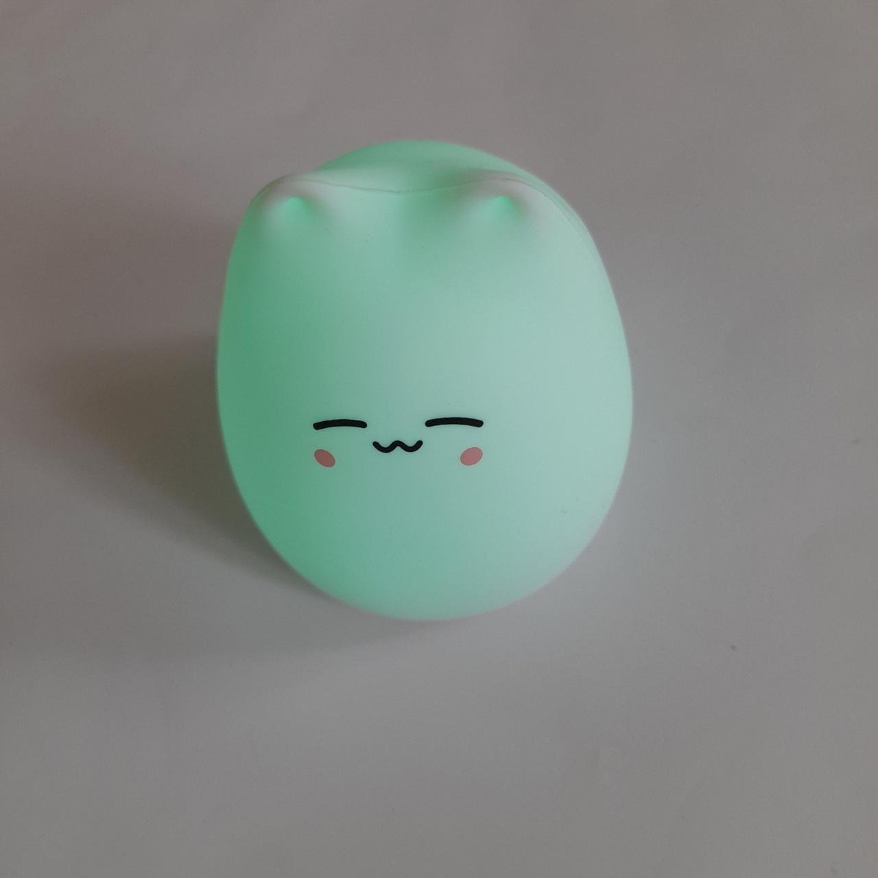 Нічник силіконовий м'який Котик LED на батарейках 7 кольорів Білий - фото 3