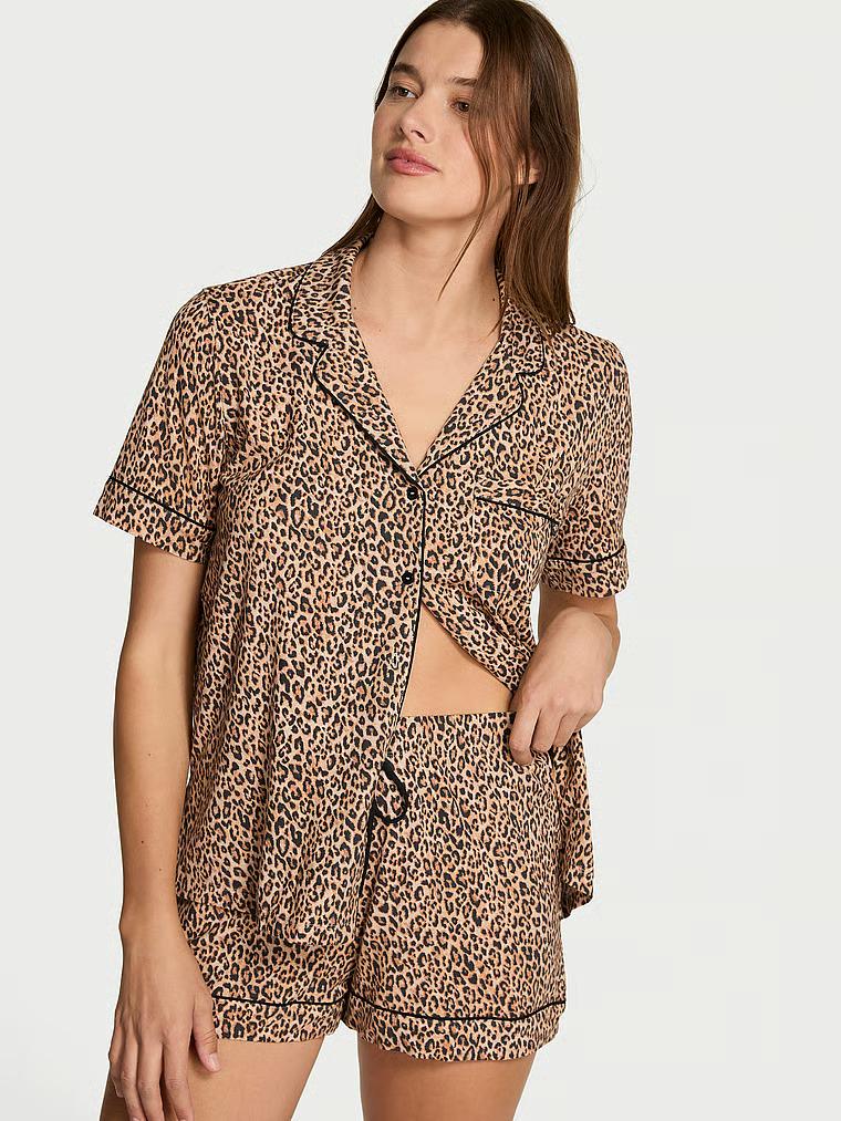 Пижама Victoria's Secret SoSoft Modal Short Pajama Set Marzipan/Vintage Tan New Leo S Леопард (27178881)