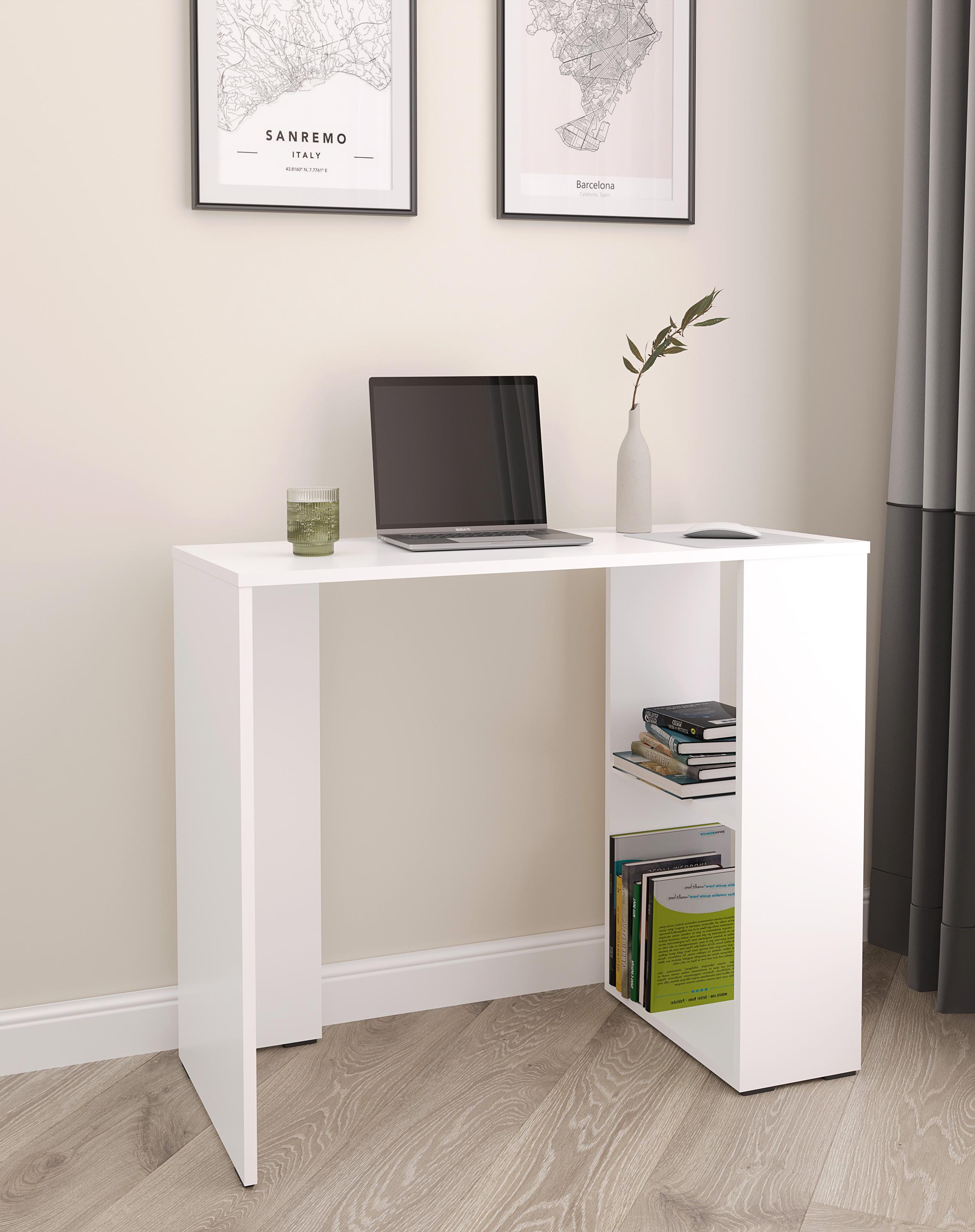 Компьютерный стол с полками справа S-10 900x750x400 мм Белый - фото 1 Компьютерный стол с полками справа S-10 900x750x400 мм Белый - фото 1