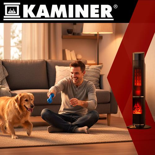 Тепловентилятор колонний KAMINER IGNISSE 2000 Вт з ефектом каміна/пульт Kaminer 26401 (26401) - фото 11 Тепловентилятор колонний KAMINER IGNISSE 2000 Вт з ефектом каміна/пульт Kaminer 26401 (26401) - фото 11