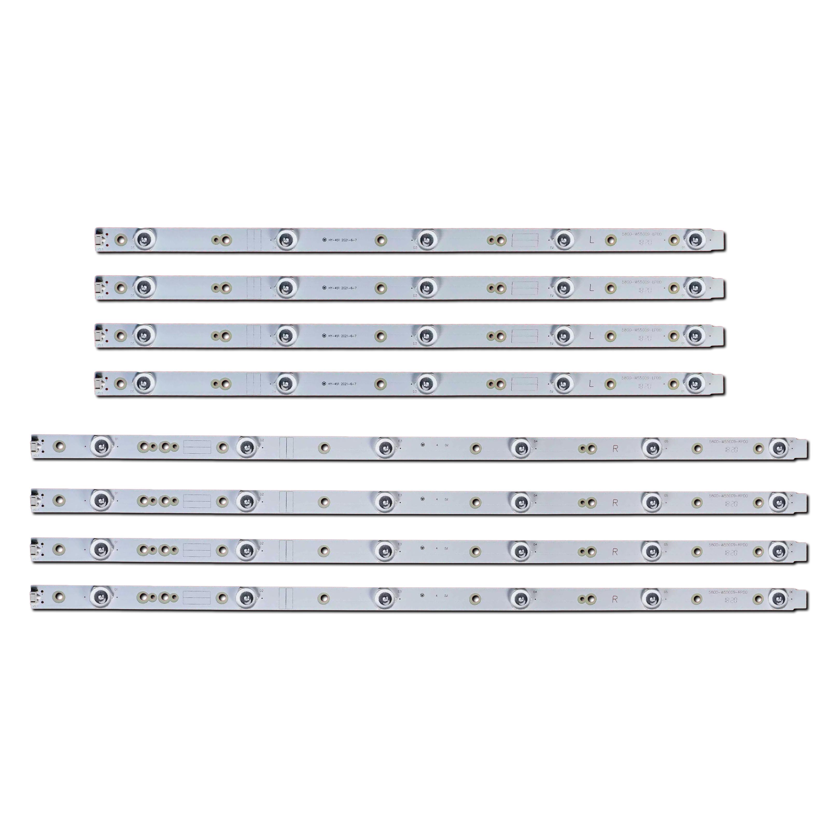 Комплект LED подсветки для TV 5800-W55009-LP00 5800-W55009-RP00 5800-W55008-LP00 SW55D05A/06B-ZC21AG-02 55" 8 шт. (ART-14052)