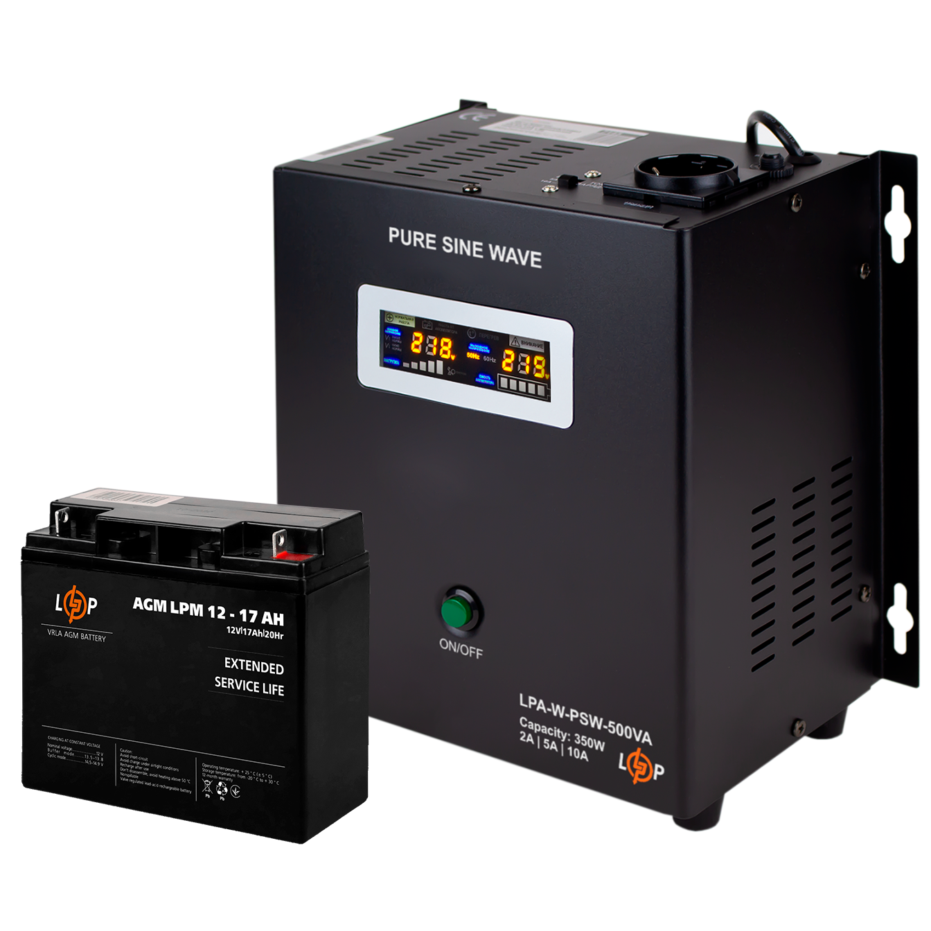 Комплект резервного живлення для котла LP ДБЖ та AGM батарея UPS A500/АКБ 220 W (14009)