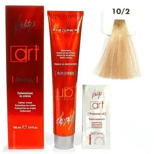 Крем-краска для волос с масляным коктейлем Vitality’s Art Absolute Hair Color Cream 10/2 Бежевый супер светлый блондин 100 мл