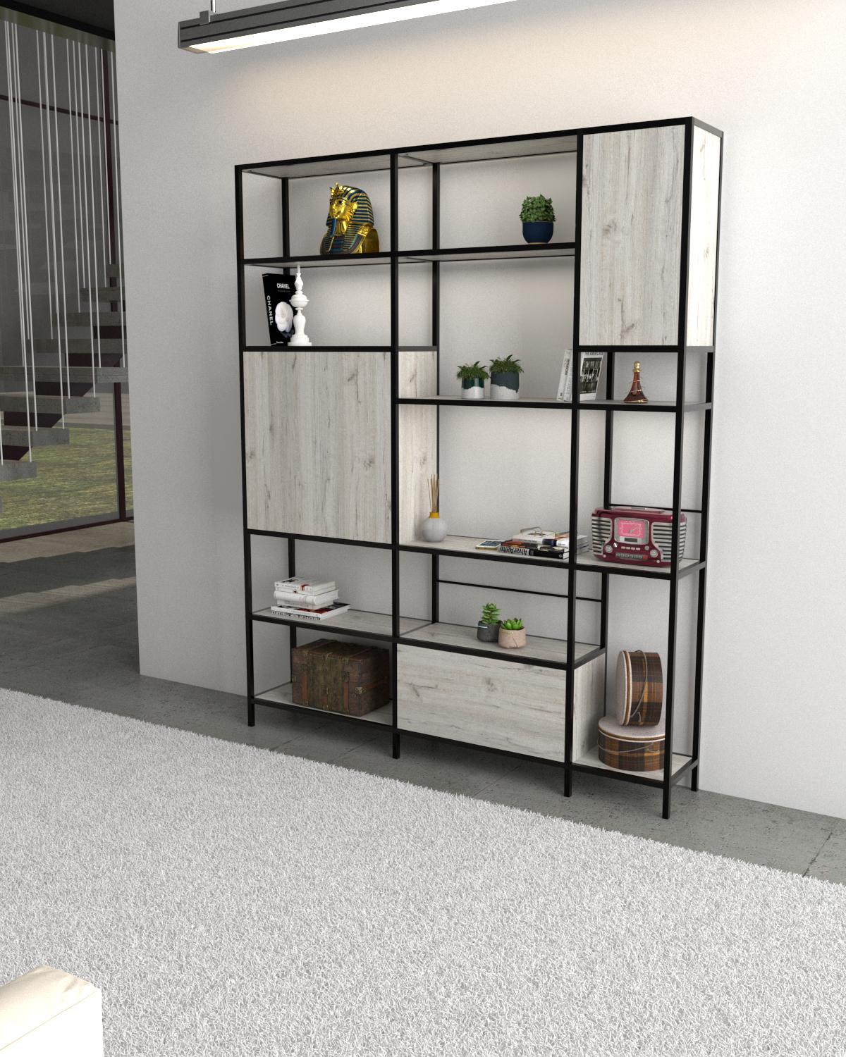 Стеллаж EcoLoft Либро DSP-1382-2 в стиле лофт Дуб Кортона (32177981)