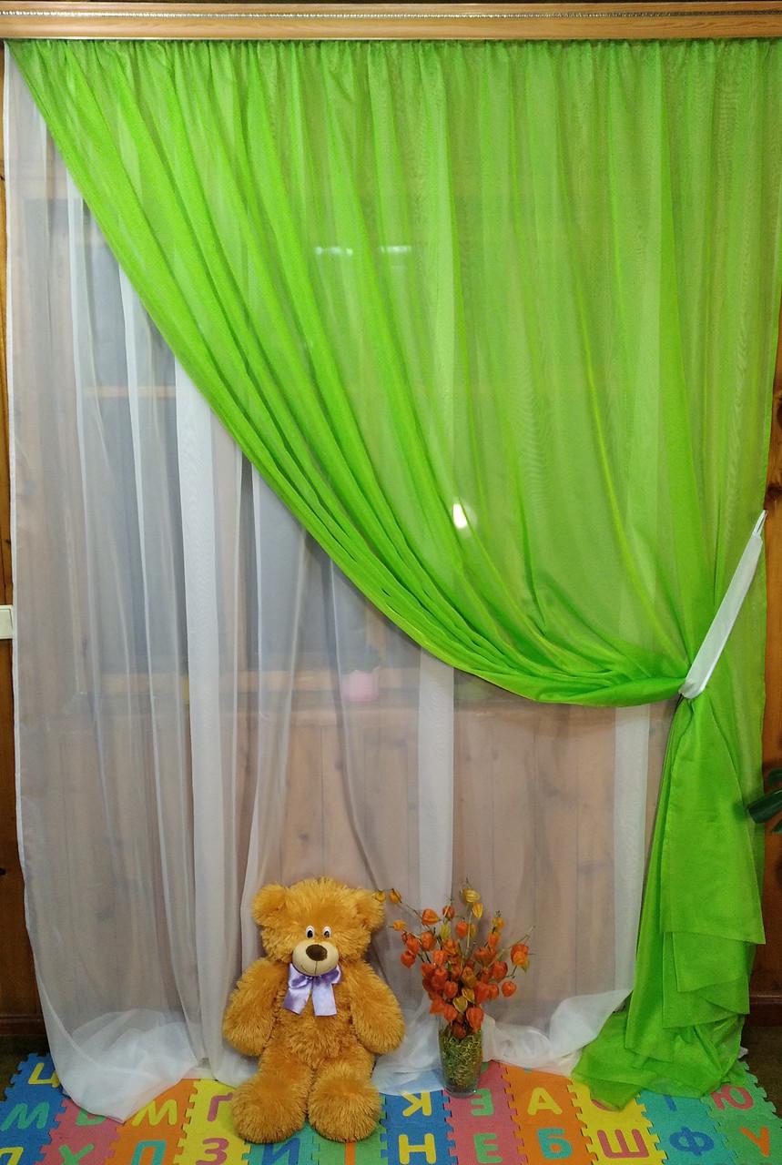 Комплект гардин Magic Салатовый/Белый - фото 1 Комплект гардин Magic Салатовый/Белый - фото 1