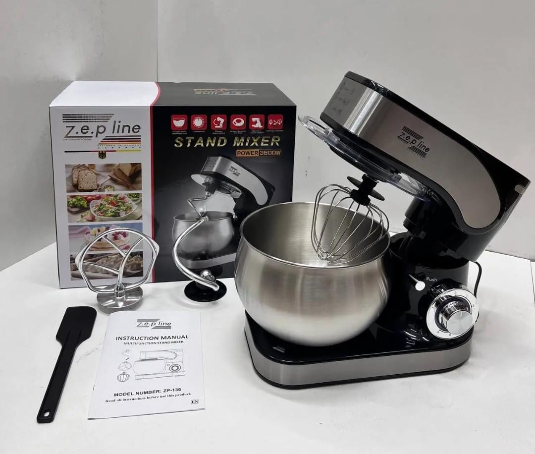 Міксер планетарний Zepline 6 л 3500 Вт Чорний (ZP-136)