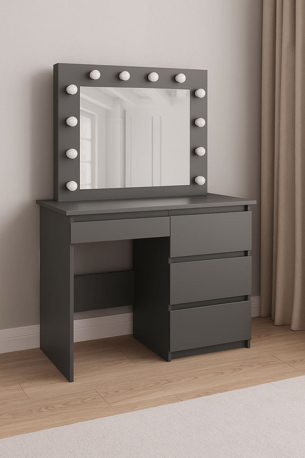 Столик для макіяжу з дзеркалом та підсвічуванням Beauty 94x140/75x43 см Графіт (TB31070700000) - фото 5 Столик для макіяжу з дзеркалом та підсвічуванням Beauty 94x140/75x43 см Графіт (TB31070700000) - фото 5