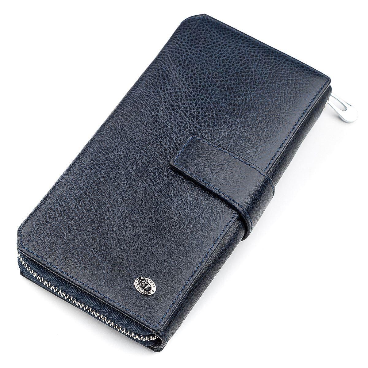 Кошелек мужской ST Leather 18454 с ремешком на запястье Синий (168-136-18454)