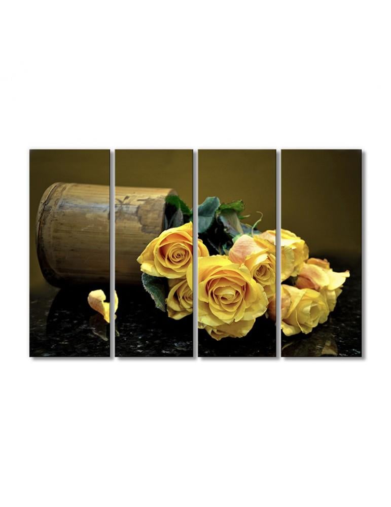 Картина модульная Розы желтые 4 модуля 70x105 см