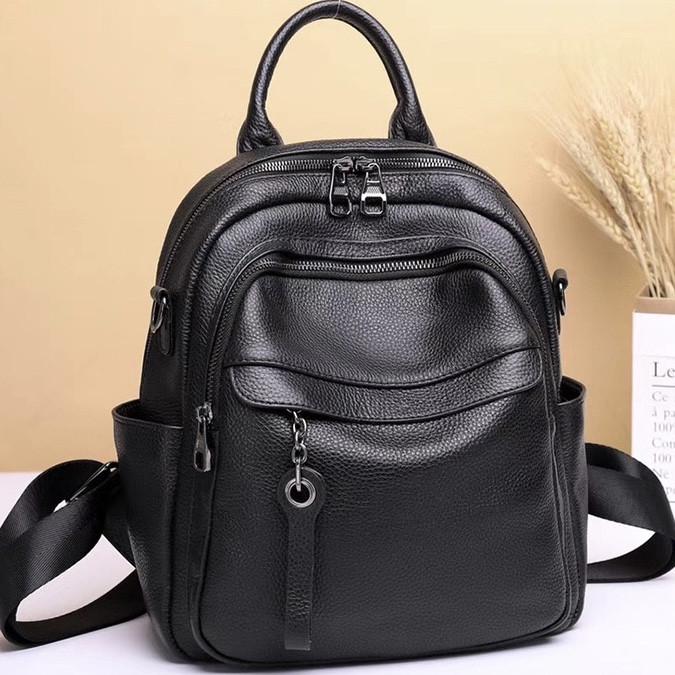 Городской рюкзак женский Tiding Bag из натуральной кожи Черный (27735)