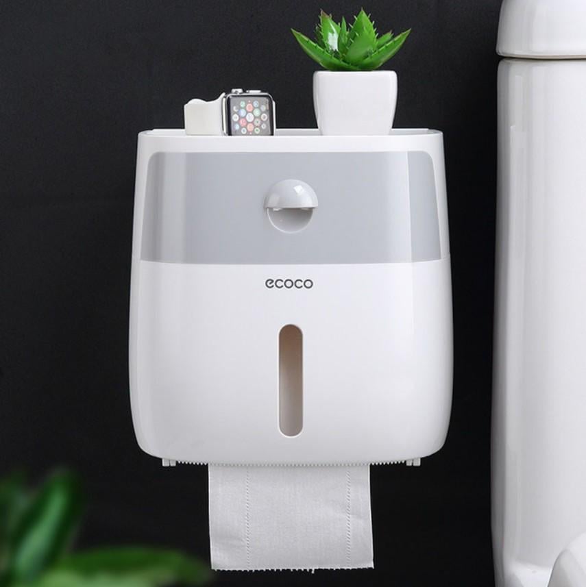 Тримач для туалетного паперу з полицею Ecoco Білий (1207)