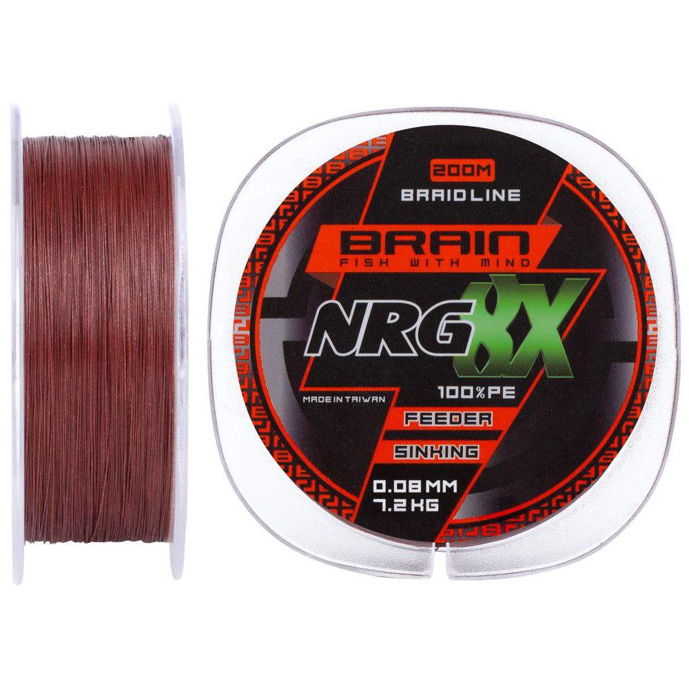 Шнур рибальський Brain NRG 8X Sinking 200 м 0,08 мм 7,2 кг Brown (61dd27a9) - фото 1