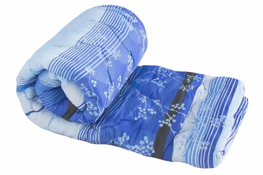 Одеяло полуторное из овечьей шерсти Синяя абстракция (17299)