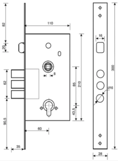 Замок врізний Apecs T-52-NI (303790E) - фото 2 Замок врізний Apecs T-52-NI (303790E) - фото 2