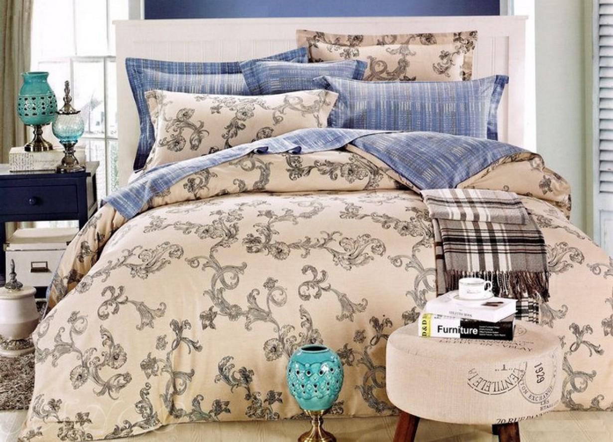 Комплект постельного белья Zastelli 6056-6350 Кантри сатин евро 200х220 Коричневый