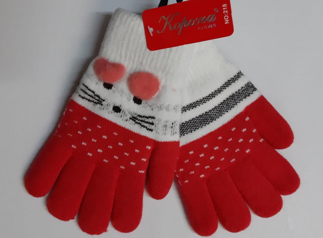 Детские перчатки КОРОНА 218k one size Белый с красным