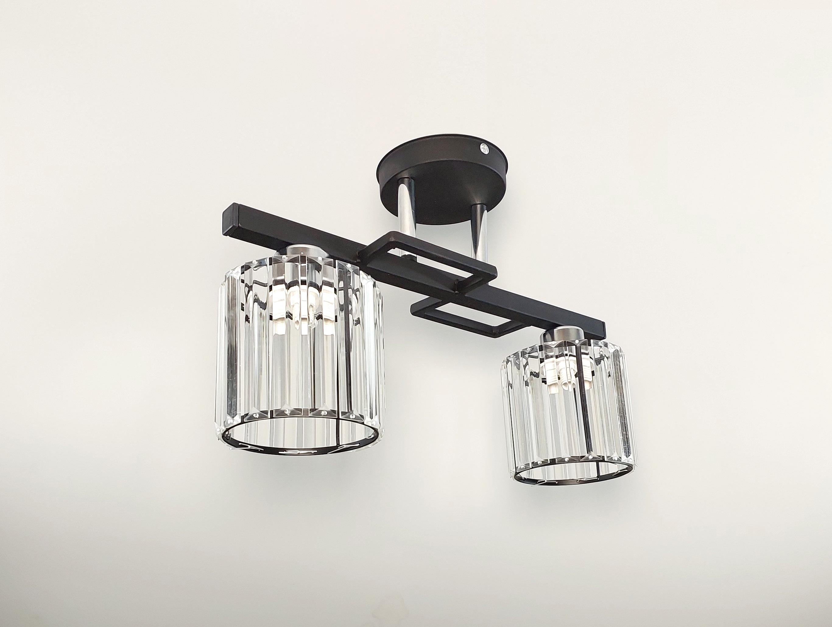 Люстра потолочная Хай-тек 1279/2 на 2 плафона металлическая Черный