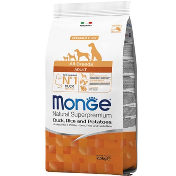 Корм для собак сухой Monge Dog All Breeds утка/рис/картофель 2,5 кг (000025637)