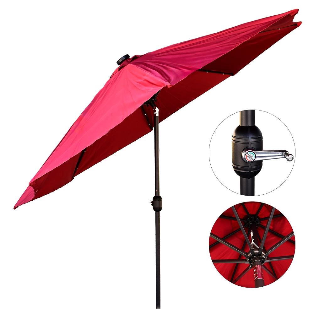 Парасолька для тераси з LED підсвіткою Stenson Кафе 3 м 8 спиць антивітрова Червоний (MH-5307) - фото 5 Парасолька для тераси з LED підсвіткою Stenson Кафе 3 м 8 спиць антивітрова Червоний (MH-5307) - фото 5