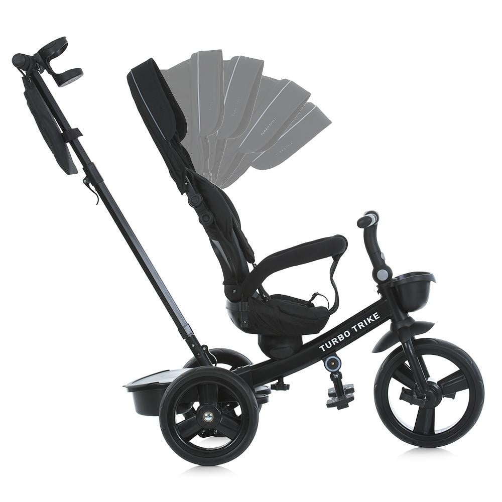 Велосипед триколісний Turbo Trike MT 1001-1 з батьківською ручкою і поворотним сидінням Чорний - фото 3