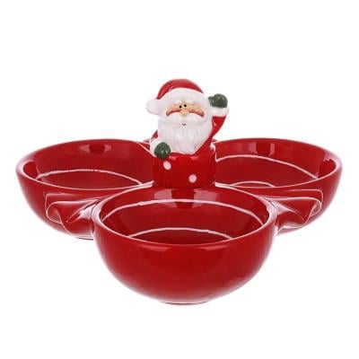 Менуэтница керамическая 3-х секционная Санта 23 см (33687) - фото 1